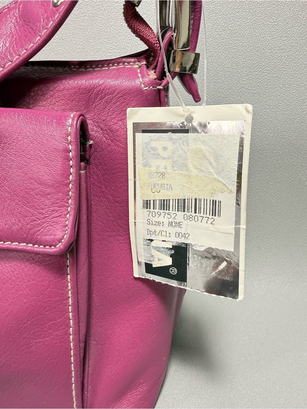 Perlina Vintage Y2K Multi-Pocket Fushia Pink Leather Shoulder Bag NWT - Picture 7 of 16